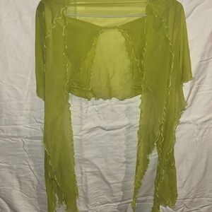 Sheer Lime Green Shein Ruffle Shrug